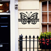 Custom Metal Address Sign Butterfly Wilderness Rustic Sign Metal House Number Sign Outdoor Wall Decor Address Plaque Housewarming Gift Decorations